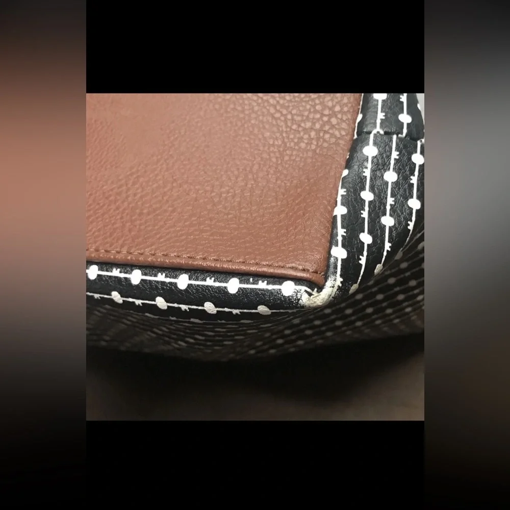 *See Description Fossil Felicity Tote Black White Brown Coated Faux Leather